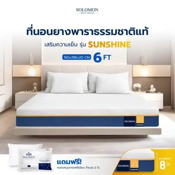 SOLOMON รุ่น Sunshine ที่นอนยางพาราแท้ ลดแรงกดทับ ลาปวดหลัง-01