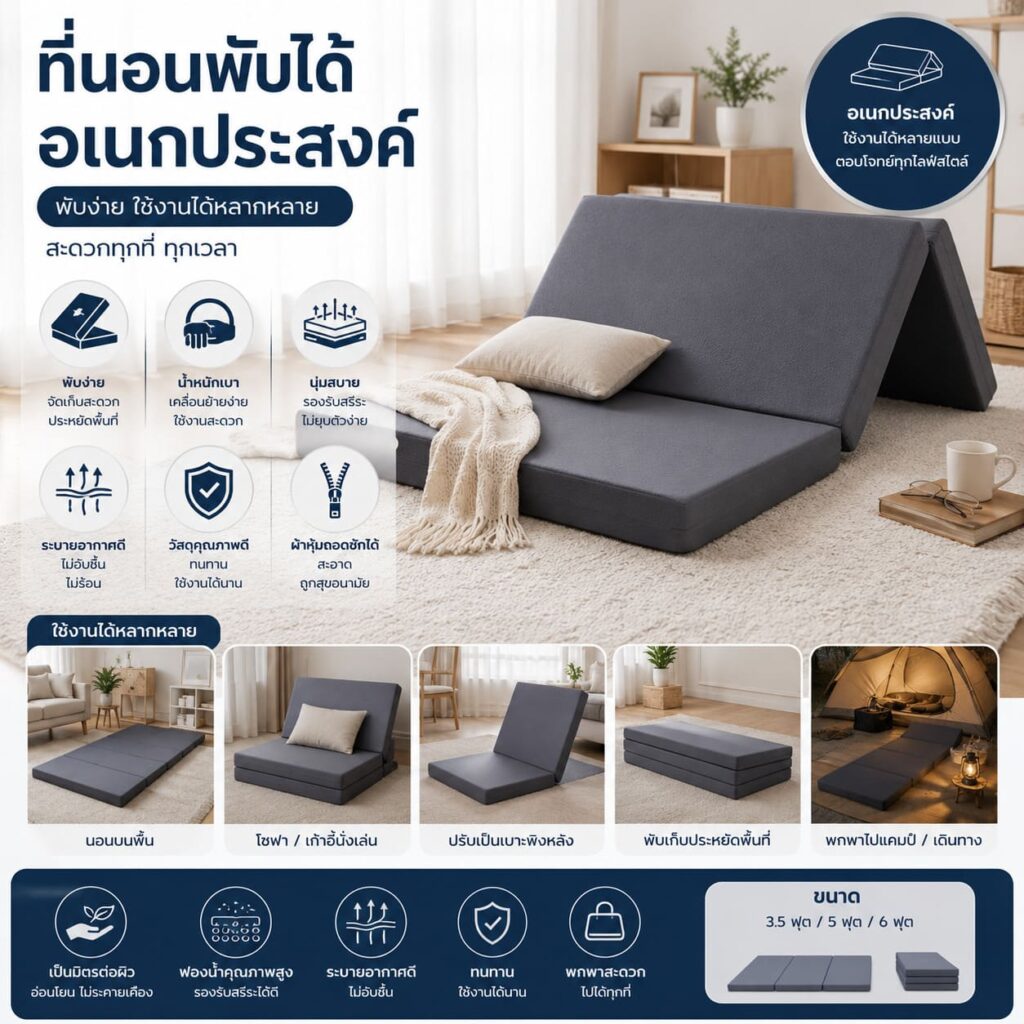 ที่นอนพับได้ อเนกประสงค์