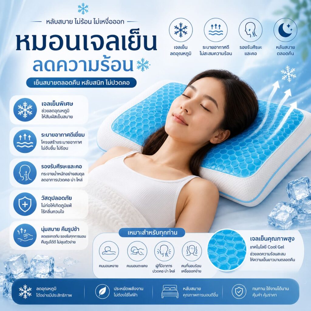 หมอนเจลเย็น ลดความร้อน