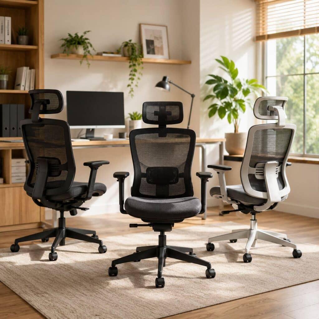 เก้าอี้ Ergonomic หลายรุ่นในห้องทำงาน